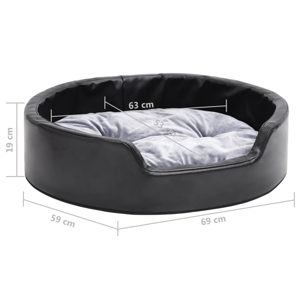 vidaXL Lit pour chiens Noir et gris 69x59x19 cm Peluche et similicuir