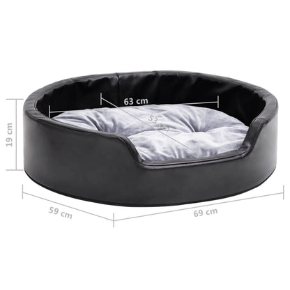 vidaXL Lit pour chiens Noir et gris 69x59x19 cm Peluche et similicuir