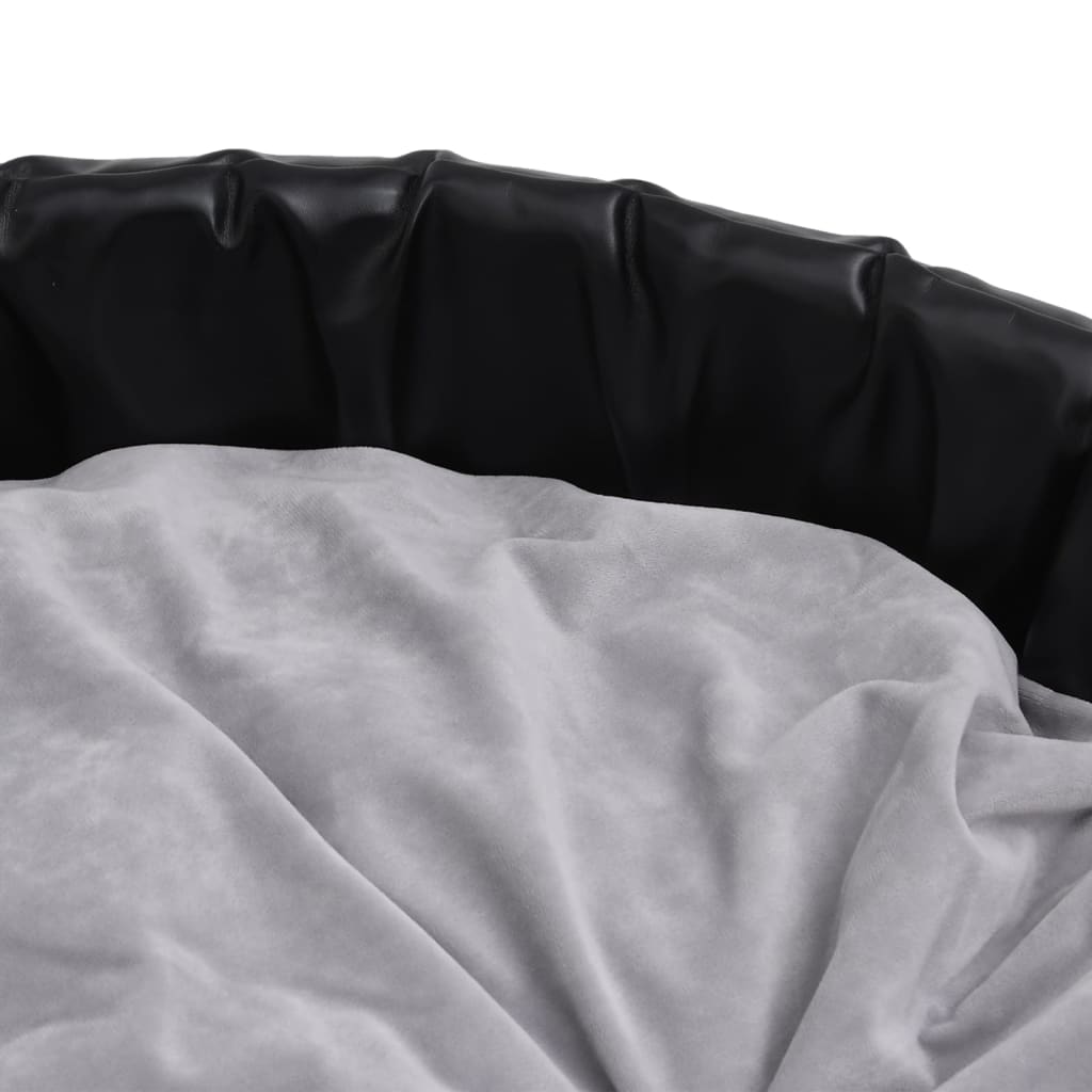 vidaXL Lit chiens Noir et gris 90x79x20 cm Peluche et similicuir