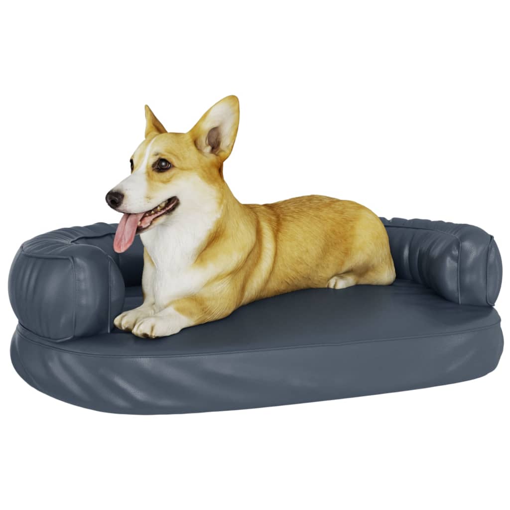 vidaXL Lit pour chien ergonomique Mousse Bleu foncé 75x53cm Similicuir