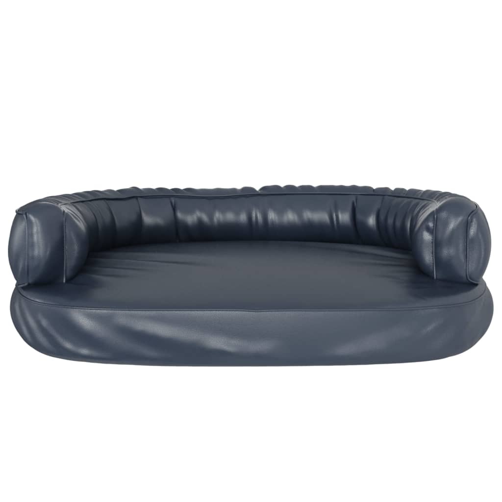 vidaXL Lit pour chien ergonomique Mousse Bleu foncé 88x65cm Similicuir