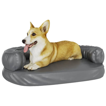 vidaXL Lit pour chien ergonomique Mousse Gris 75x53 cm Similicuir