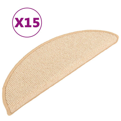 vidaXL Tapis de marches d'escalier 15 pcs Crème 56x17x3 cm
