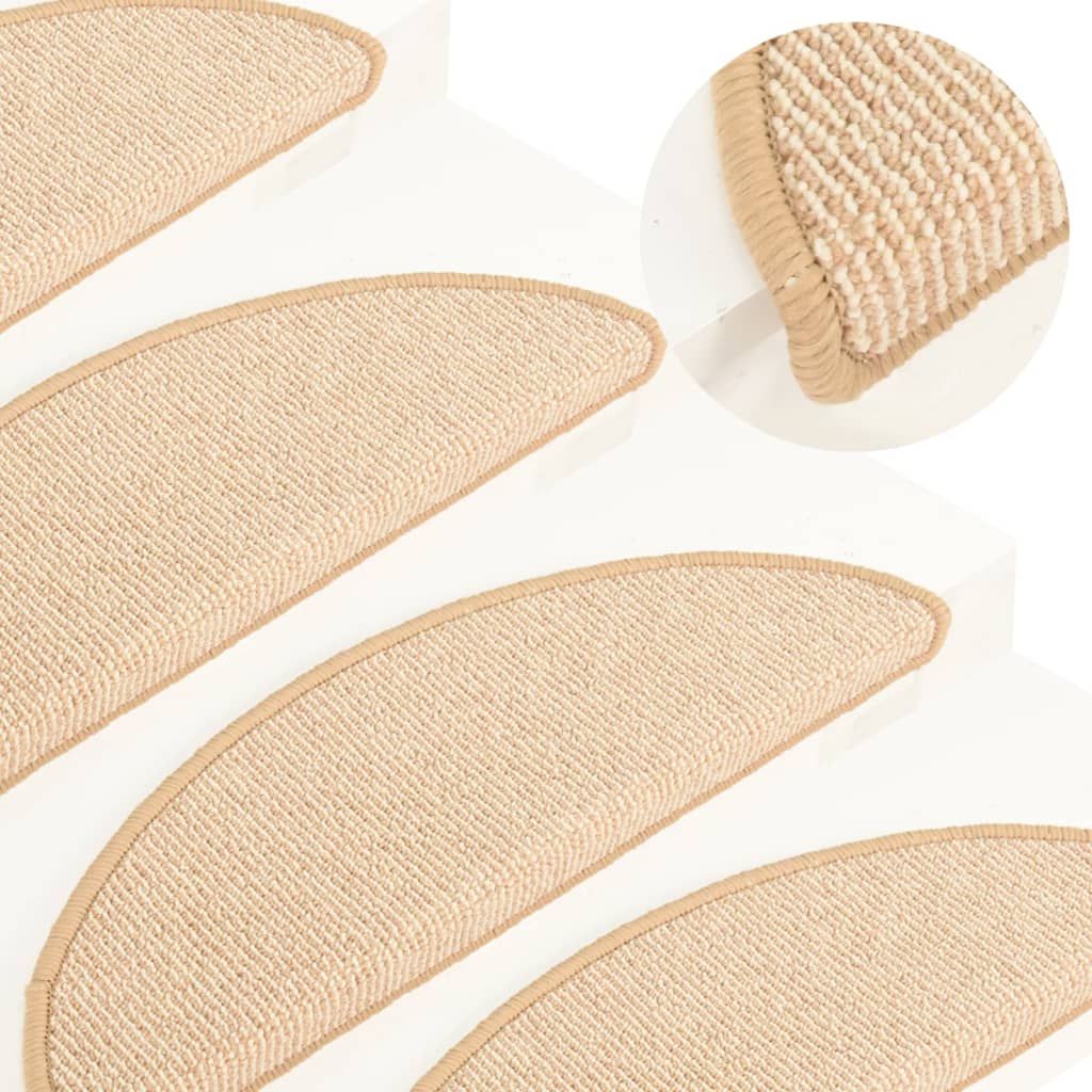 vidaXL Tapis de marches d'escalier 15 pcs Crème 56x17x3 cm