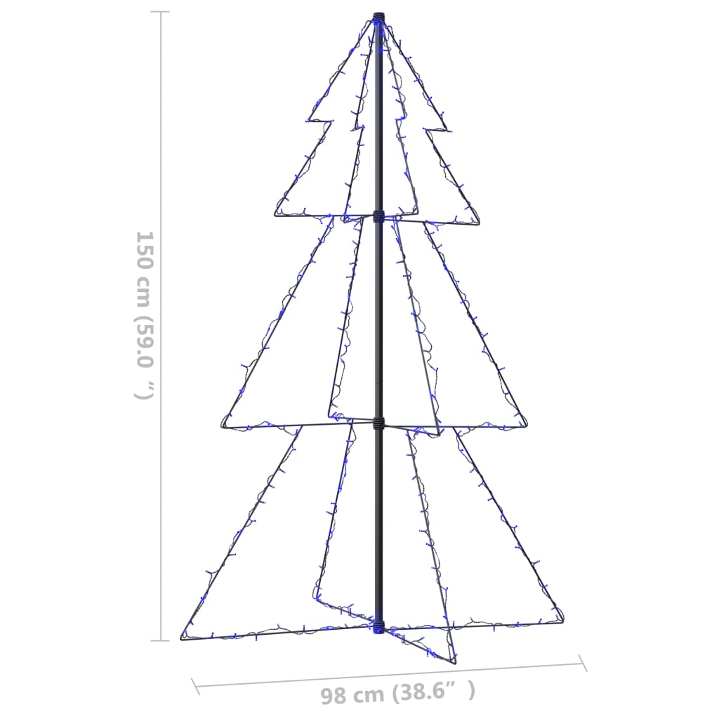 vidaXL Arbre de Noël cône 200 LED d'intérieur/d'extérieur 98x150 cm