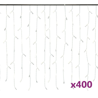 vidaXL Rideau lumineux à glaçons LED 10m 400LED Blanc froid 8fonctions