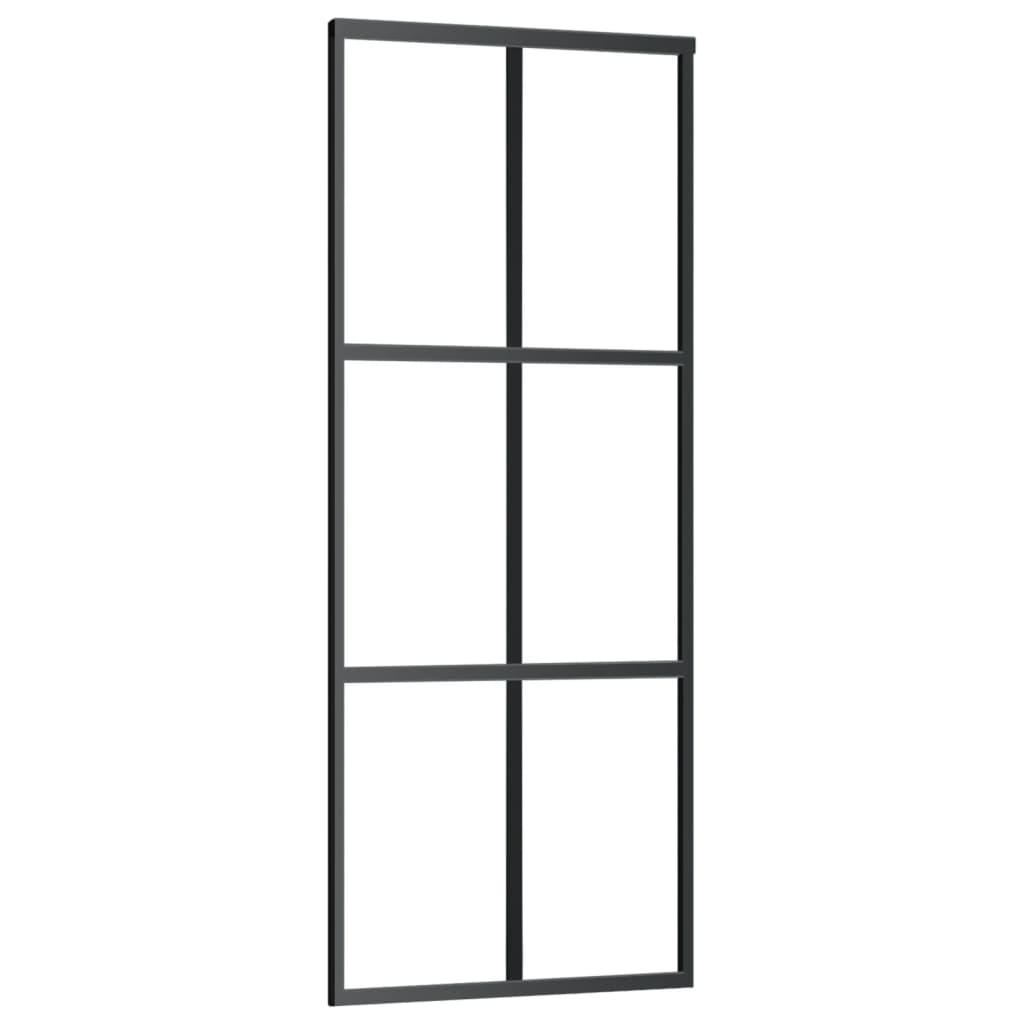 vidaXL Porte coulissante Verre ESG et aluminium 76x205 cm Noir