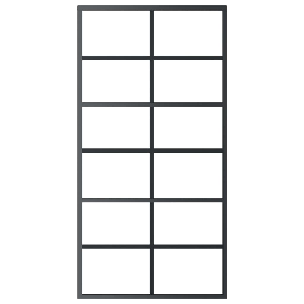 vidaXL Porte coulissante Verre ESG et aluminium 102x205 cm Noir