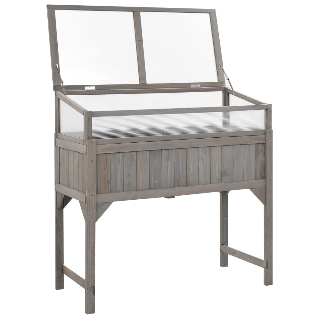 vidaXL Lit surélevé avec serre 110x54x120 cm Bois de sapin massif