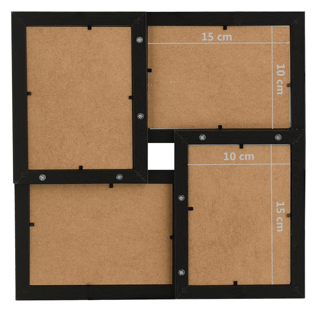 vidaXL Collage de cadres photo pour photo de 4x (10x15 cm) Noir MDF
