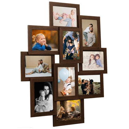 vidaXL Collage de cadres photo de photo10x(13x18 cm) Marron foncé MDF