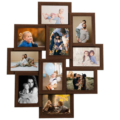 vidaXL Collage de cadres photo de photo10x(13x18 cm) Marron foncé MDF