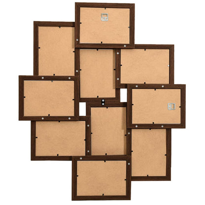 vidaXL Collage de cadres photo de photo10x(13x18 cm) Marron foncé MDF