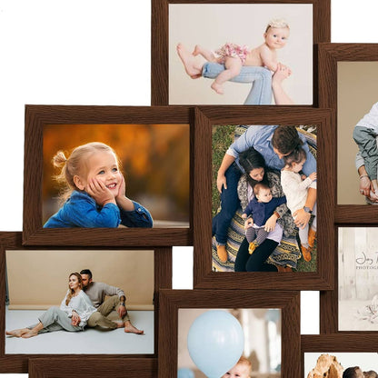 vidaXL Collage de cadres photo de photo10x(13x18 cm) Marron foncé MDF