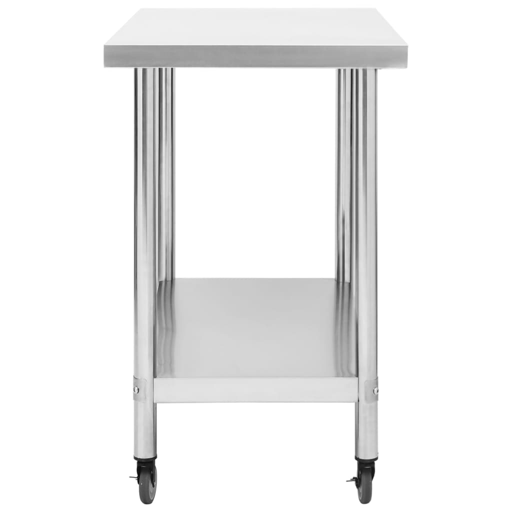 vidaXL Table de travail de cuisine avec roues 100x45x85 cm Inox