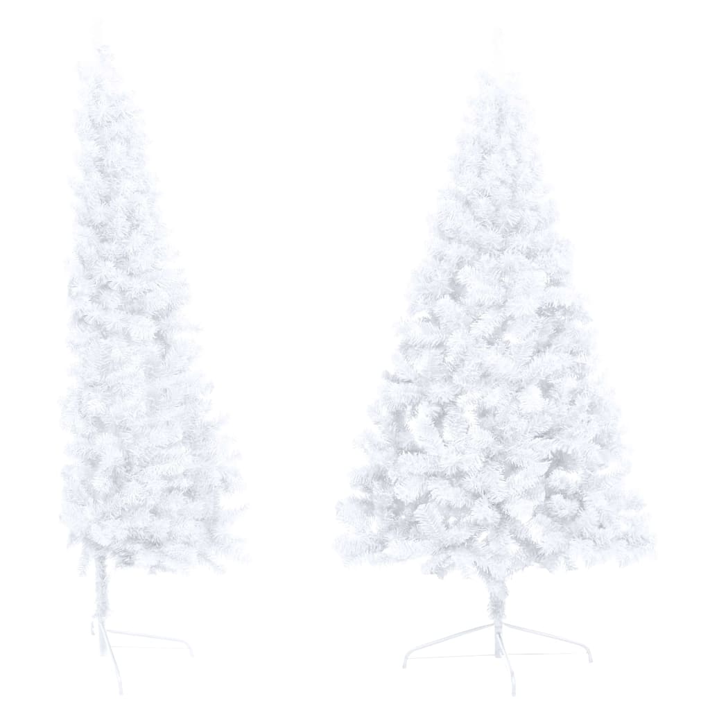 vidaXL Demi-arbre de Noël artificiel pré-éclairé et boules blanc 240cm
