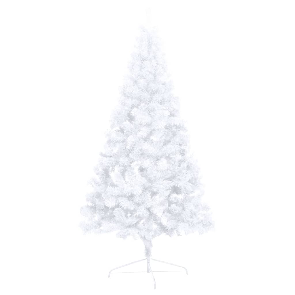 vidaXL Demi-arbre de Noël artificiel pré-éclairé et boules blanc 240cm