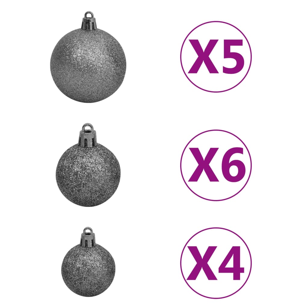 vidaXL Arbre de Noël artificiel pré-éclairé et boules noir 150 cm PVC