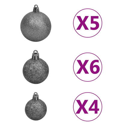 vidaXL Arbre de Noël artificiel pré-éclairé et boules noir 150 cm PVC