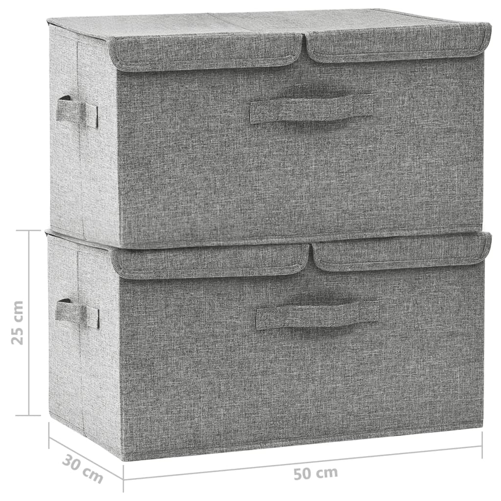 vidaXL Boîtes de rangement 2 pcs Tissu 50x30x25 cm Gris