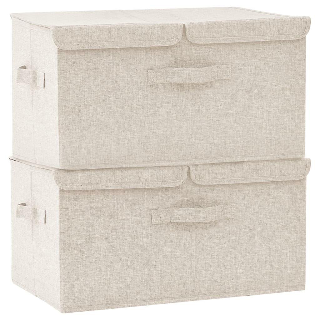 vidaXL Boîtes de rangement 2 pcs Tissu 50x30x25 cm Crème