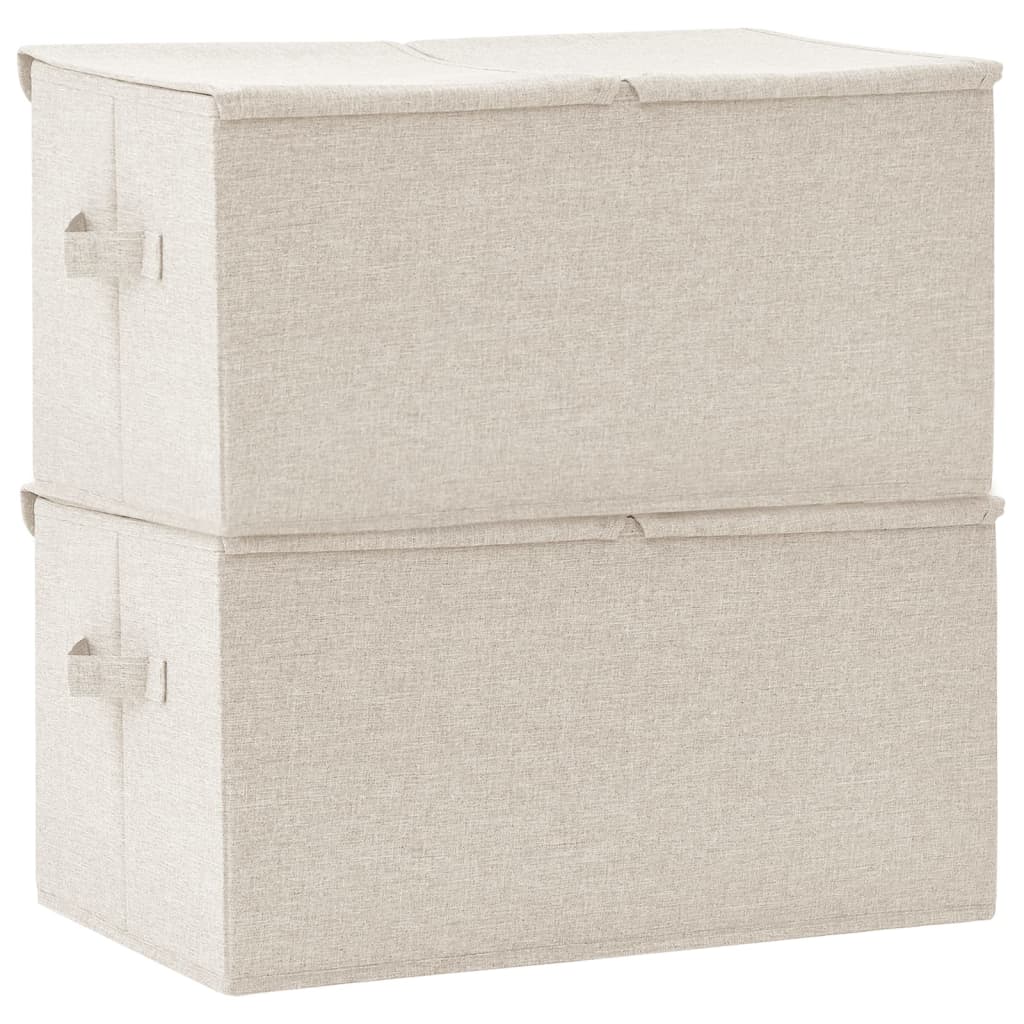 vidaXL Boîtes de rangement 2 pcs Tissu 50x30x25 cm Crème