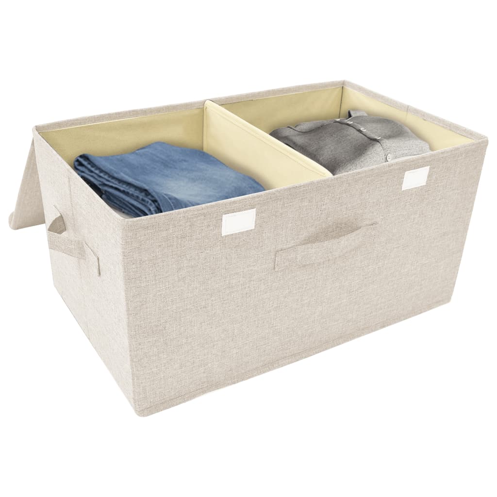 vidaXL Boîtes de rangement 2 pcs Tissu 50x30x25 cm Crème