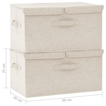 vidaXL Boîtes de rangement 2 pcs Tissu 50x30x25 cm Crème
