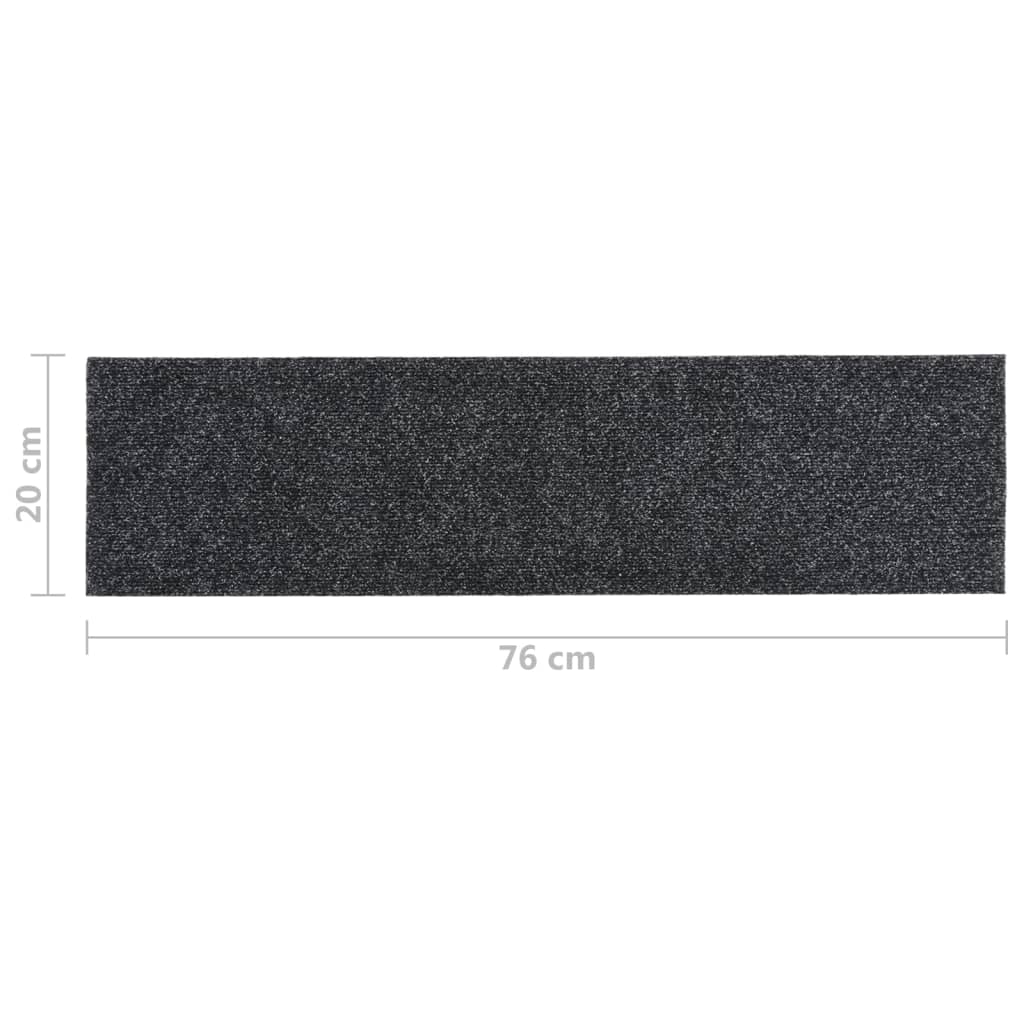 vidaXL Tapis d'escalier autocollants Rectangulaire 15 pcs 76x20cm Gris