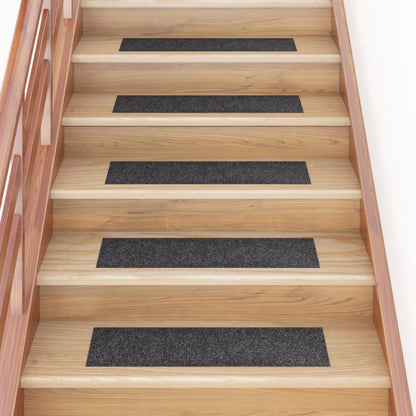 vidaXL Tapis d'escalier autocollants Rectangulaire 15 pcs 76x20cm Gris