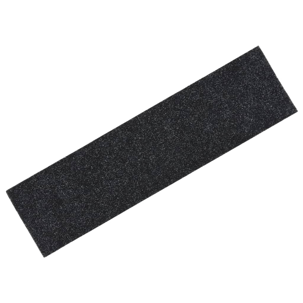 vidaXL Tapis d'escalier autocollants Rectangulaire 15 pcs 76x20cm Noir