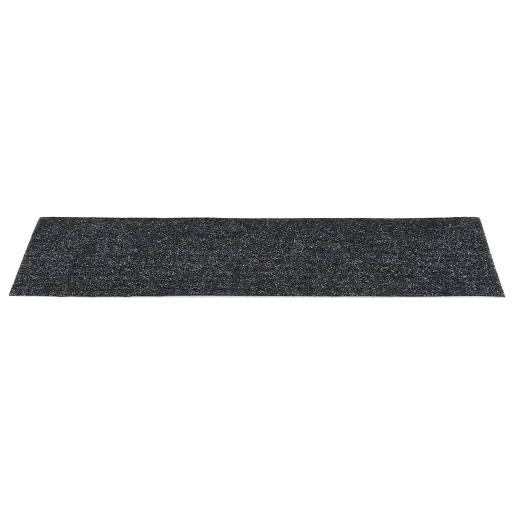 vidaXL Tapis d'escalier autocollants Rectangulaire 15 pcs 76x20cm Noir