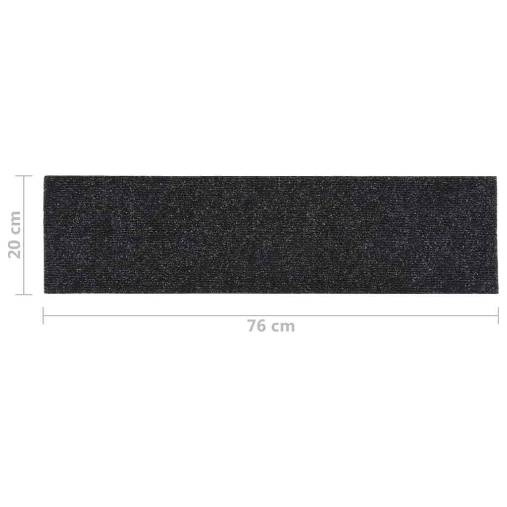 vidaXL Tapis d'escalier autocollants Rectangulaire 15 pcs 76x20cm Noir