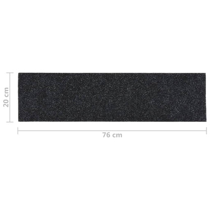vidaXL Tapis d'escalier autocollants Rectangulaire 15 pcs 76x20cm Noir
