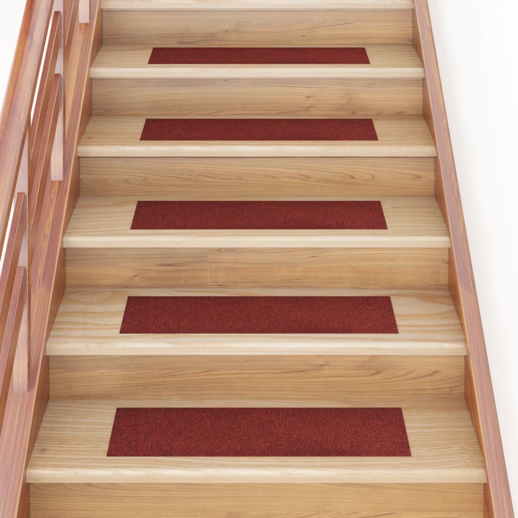 vidaXL Tapis d'escalier autocollants Rectangulaire 15pcs 76x20cm Rouge