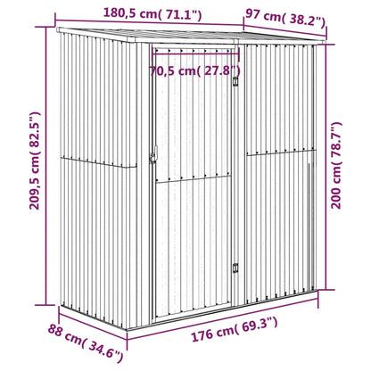 vidaXL Abri de jardin Gris 180,5x97x209,5 cm Acier galvanisé