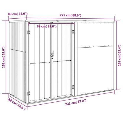 vidaXL Abri à outils de jardin Gris 225x89x161 cm Acier galvanisé
