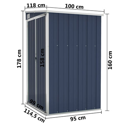 vidaXL Remise de jardin murale Anthracite 118x100x178 cm Acier