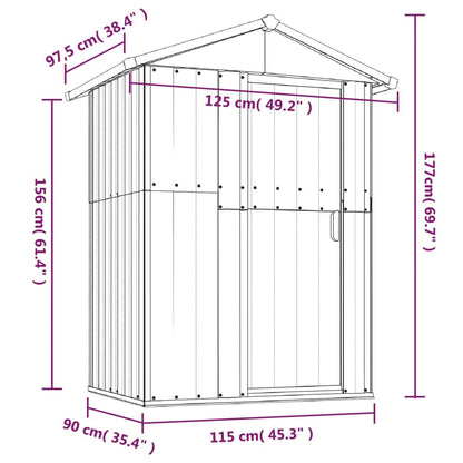 vidaXL Abri de jardin Gris 126x97,5x177 cm Acier galvanisé
