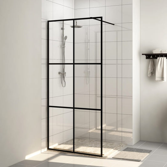 vidaXL Paroi de douche avec verre ESG transparent 100x195 cm Noir