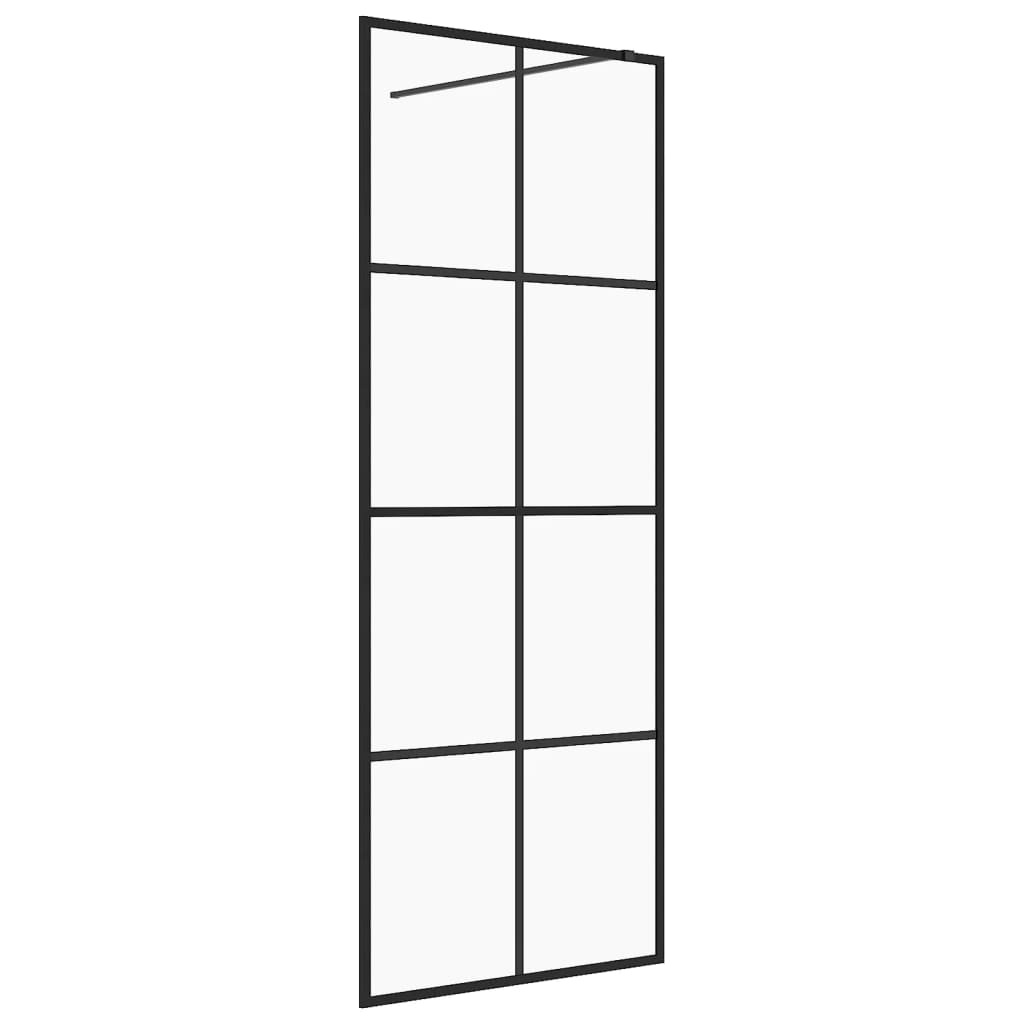 vidaXL Paroi de douche avec verre ESG transparent 80x195 cm Noir