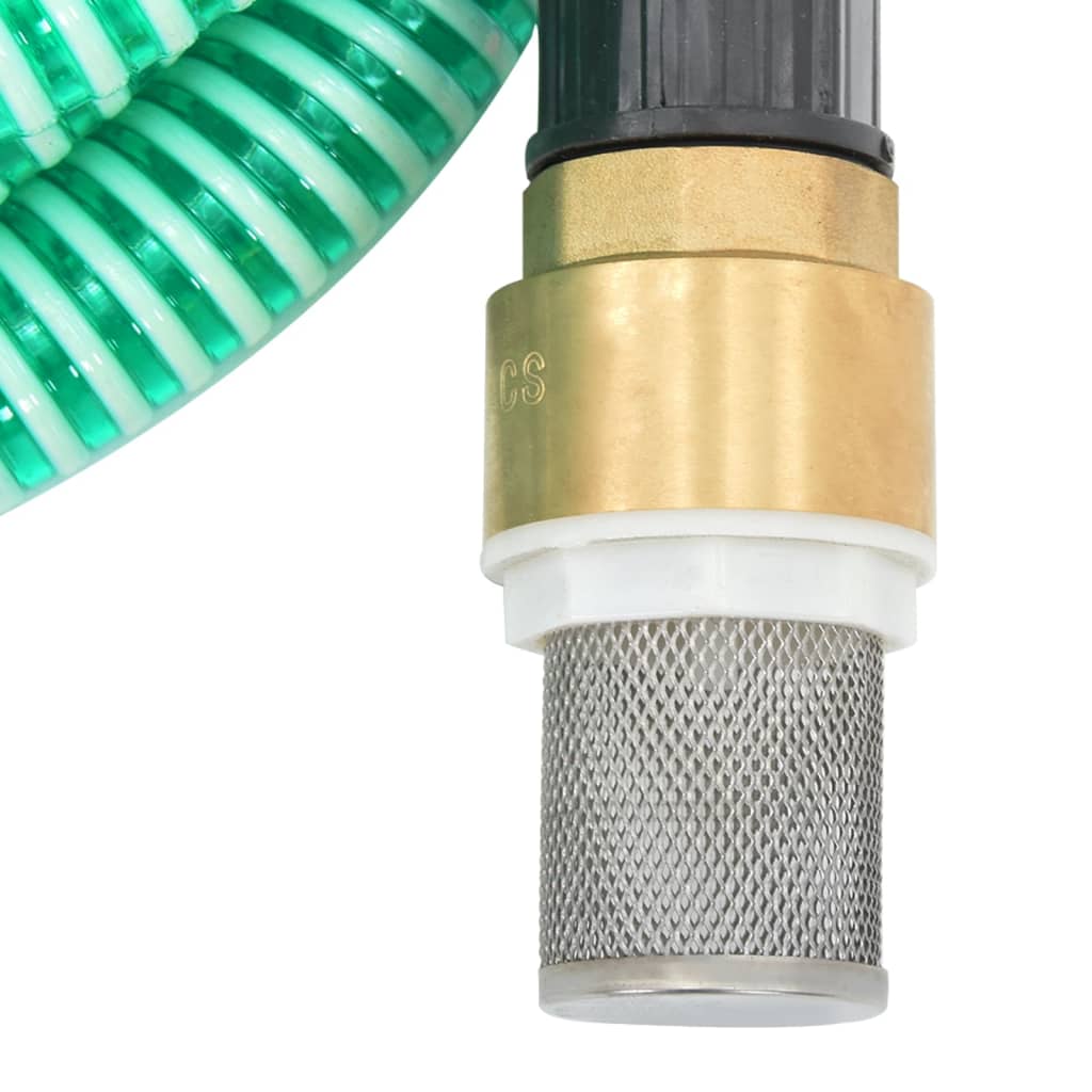vidaXL Tuyau d'aspiration avec raccords en laiton vert 1,1" 5 m PVC