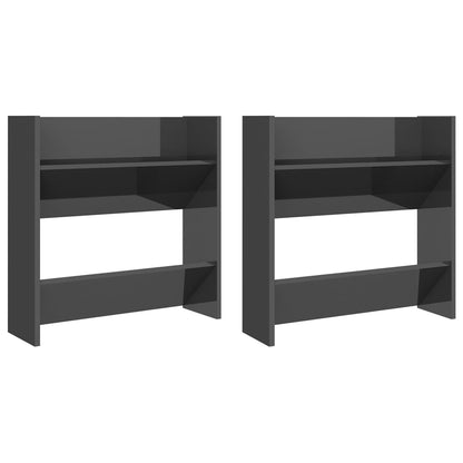 vidaXL Armoires à chaussures murales 2 pcs Gris brillant 60x18x60 cm
