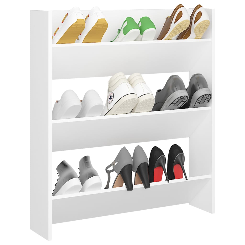 vidaXL Armoire à chaussures murale Blanc 80x18x90 cm Aggloméré