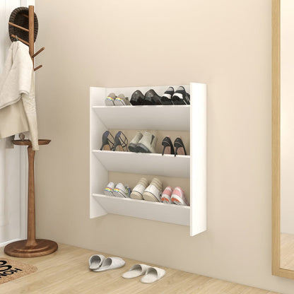 vidaXL Armoire à chaussures murale Blanc 80x18x90 cm Aggloméré