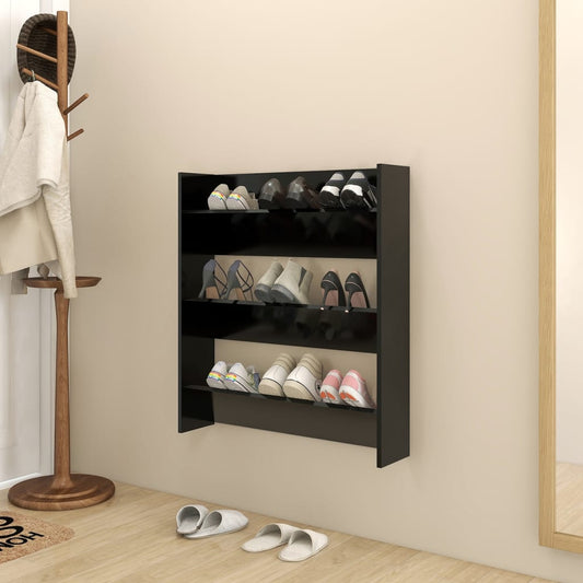 vidaXL Armoire à chaussures murale Noir 80x18x90 cm Aggloméré