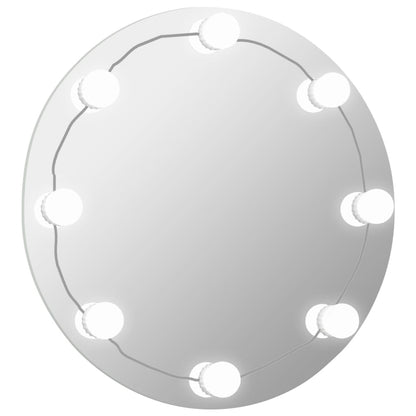 vidaXL Miroir mural avec lampes LED Rond Verre