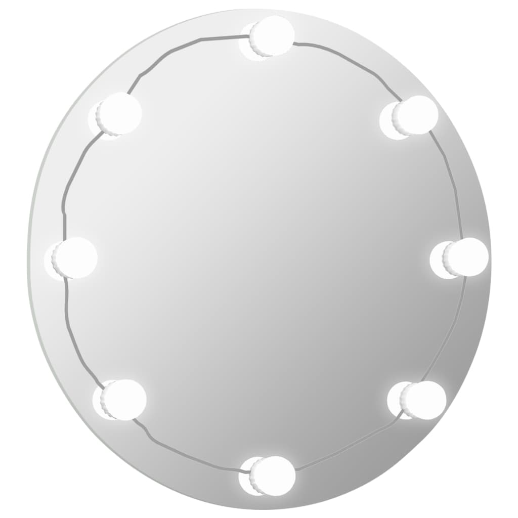 vidaXL Miroir mural avec lampes LED Rond Verre