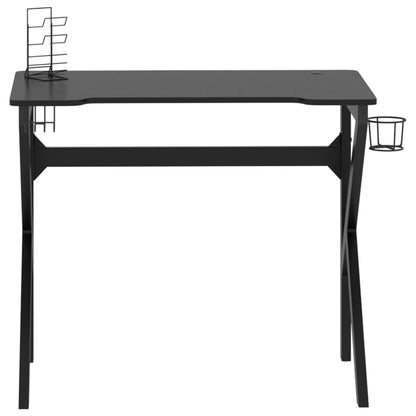 vidaXL Bureau de jeu avec pieds en forme de K Noir 90x60x75 cm