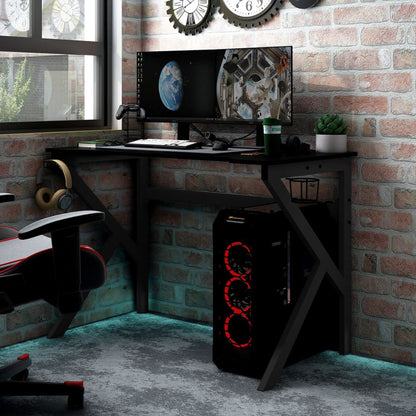 vidaXL Bureau de jeu avec pieds en forme de K Noir 110x60x75 cm